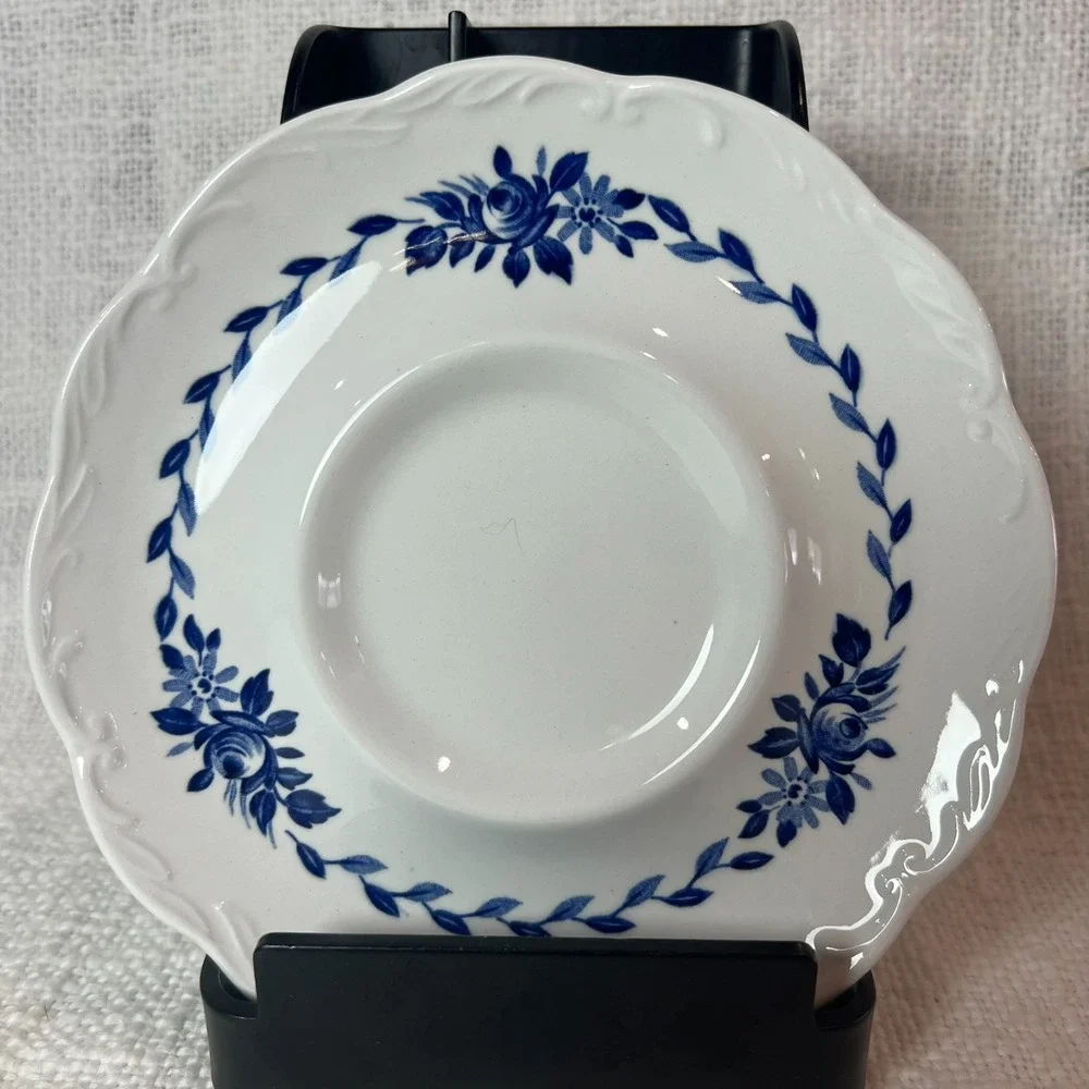 Vintage J.‎ & G. Meakin Ironstone China Tea Saucer Set 4 Dresden Blue 5.5" Plate - Picture 4 of 7